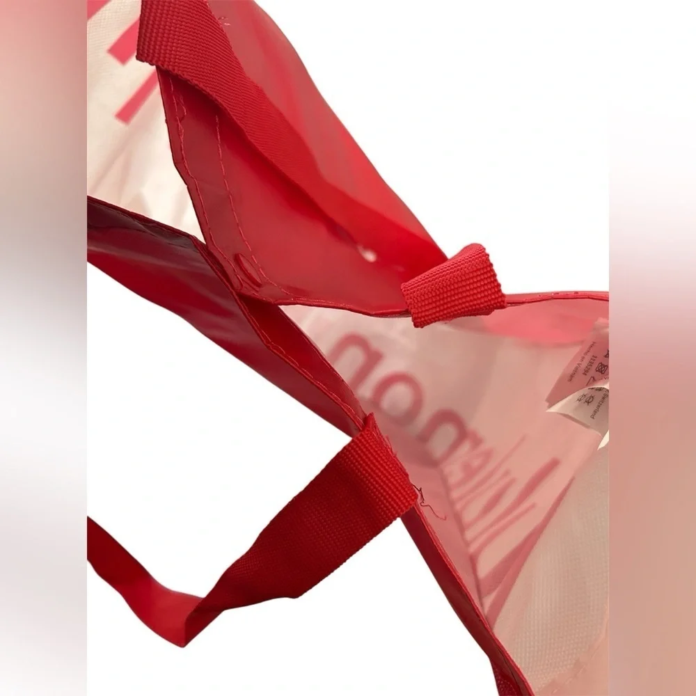 Lululemon Athletica Large Reuseable Red/White Tote Bag with snap